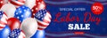 American labor day sale special offer usa banner design with balloons