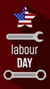 American labour days banner with wrench and USA flag in star