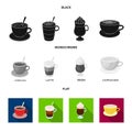 American, late, irish, cappuccino.Different types of coffee set collection icons in black, flat, monochrome style vector