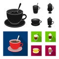 American, late, irish, cappuccino.Different types of coffee set collection icons in black, flat style vector symbol