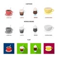 American, late, irish, cappuccino.Different types of coffee set collection icons in cartoon,flat,monochrome style vector