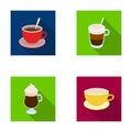 American, late, irish, cappuccino.Different types of coffee set collection icons in flat style vector symbol stock