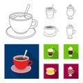 American, late, irish, cappuccino.Different types of coffee set collection icons in outline,flat style vector symbol