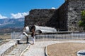 American Lockheed T-33 Shooting Star aircraft at Gjirokastra Castle, Albania Royalty Free Stock Photo