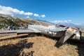 American Lockheed T-33 Shooting Star aircraft at Gjirokastra Castle, Albania Royalty Free Stock Photo