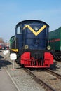 The american locomotive of RSD-1 Da-20 of 1942 constructed for the USSR in the museum of railway transport of Oktyabrskaya Railw Royalty Free Stock Photo