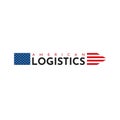 American Logistic Logo. With arrow and stars moving forward for courier delivery or transportation and shipping service