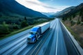 American long-nose semitruck on a highway