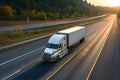 American long-nose semitruck on a highway