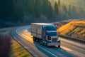 American long-nose semitruck on a highway