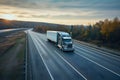 American long-nose semitruck on a highway