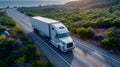 American long-nose semitruck on a highway