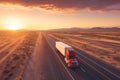 American long-nose semitruck on a highway