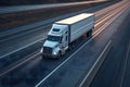 American long-nose semitruck on a highway