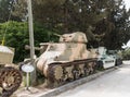 American M3 Grant tank is on the Memorial Site near the Armored Corps Museum in Latrun, Israel