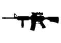 American m16 military rifle with aim, icon self defence automatic weapon concept simple black vector illustration, isolated on