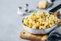 American mac and cheese, macaroni and cheese pasta in pan Royalty Free Stock Photo