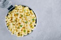 American mac and cheese, macaroni and cheese pasta in pan Royalty Free Stock Photo