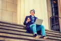 American man traveling, working in New York Royalty Free Stock Photo