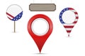 American map markers set. Vector illustration isolated on white Royalty Free Stock Photo