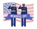 American Memorial day 2D vector isolated illustration