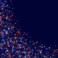 Flying red blue white star sparkles vector american patriotic background. Royalty Free Stock Photo