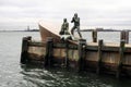 American Merchant Mariners` Memorial, depicting a merchant marine vessel that was sunk in WWII, New York, NY Royalty Free Stock Photo