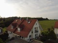 American midwestern countryside in springtime. Aerial view of houses Royalty Free Stock Photo