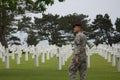 American Military Cemetery near Omaha Beach at Colleville sur Mer as historic site of 1944 D-Day Allied landings at Normandy Franc Royalty Free Stock Photo