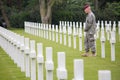 American Military Cemetery near Omaha Beach at Colleville sur Mer as historic site of 1944 D-Day Allied landings at Normandy Franc Royalty Free Stock Photo
