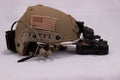 American Military Helmet With Battery And Night Vision Royalty Free Stock Photo