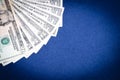American money on the blue background Royalty Free Stock Photo