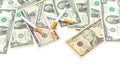American money and cigarettes Royalty Free Stock Photo