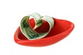 American money form a heart