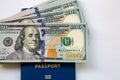 American money and passport. crisis during the coronavirus epidemic Royalty Free Stock Photo