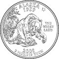 American money quarter 25 cent coin Alaska Royalty Free Stock Photo