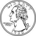 American money Washington quarter 25 cent coin