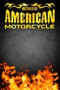 American motorcycle grunge poster with fire - card design