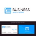 American, Movie, Usa, Video Blue Business logo and Business Card Template. Front and Back Design