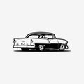 American Muscle Car Hot Rod Monochrome Vector Art Silhouette Rear View Royalty Free Stock Photo