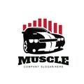 American Muscle Car Logo Vector.Vintage design, old style or classic car garage, shop, car restoration repair and racing, retro Royalty Free Stock Photo