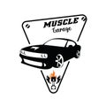 American Muscle Car Logo Vector.Vintage design, old style or classic car garage, shop, car restoration repair and racing, retro Royalty Free Stock Photo