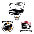 American Muscle Car Logo Vector.Vintage design, old style or classic car garage, shop, car restoration repair and racing, retro