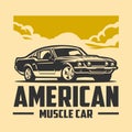 American muscle car retro classic vector graphic design isolated Royalty Free Stock Photo
