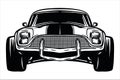 American muscle car silhouette vector illustration, front view - Out line Royalty Free Stock Photo