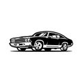 American muscle car vector, monochrome american muscle car in white background isolated Royalty Free Stock Photo