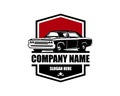 American Muscle Classic Car Garage Logo Design. This logo can be used for old style or classic car garage, shops, repair, Royalty Free Stock Photo