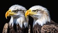 American national bird Bald Eagles on black background, AI-generated