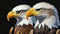 American national bird Bald Eagles on black background, AI-generated