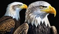 American national bird Bald Eagles on black background, AI-generated